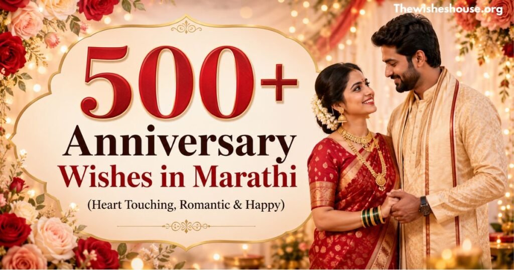 500+ Anniversary Wishes in Marathi featuring heart touching, romantic and happy anniversary wishes for every relationship.