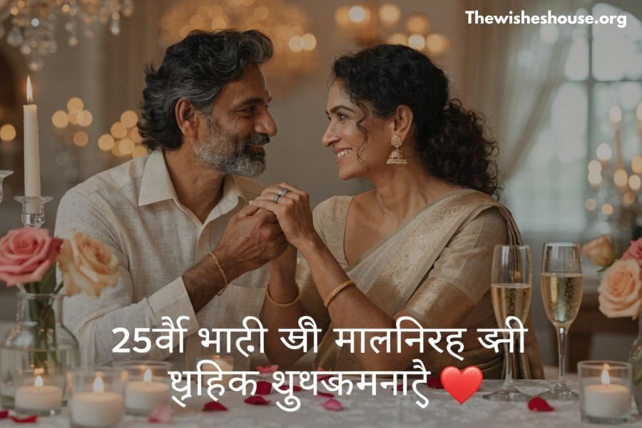 Best 25th Anniversary Wishes in Hindi with a heartfelt silver jubilee wish message