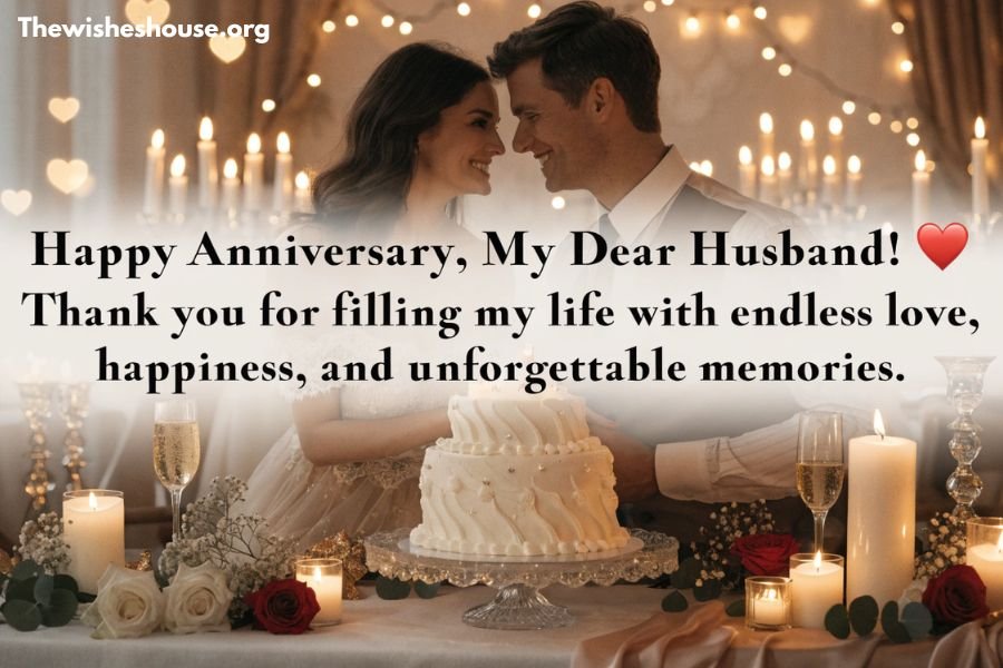Best Anniversary Wishes for Husband Best Anniversary Wishes for Husband image featuring a romantic couple celebrating their anniversary with a heartfelt message