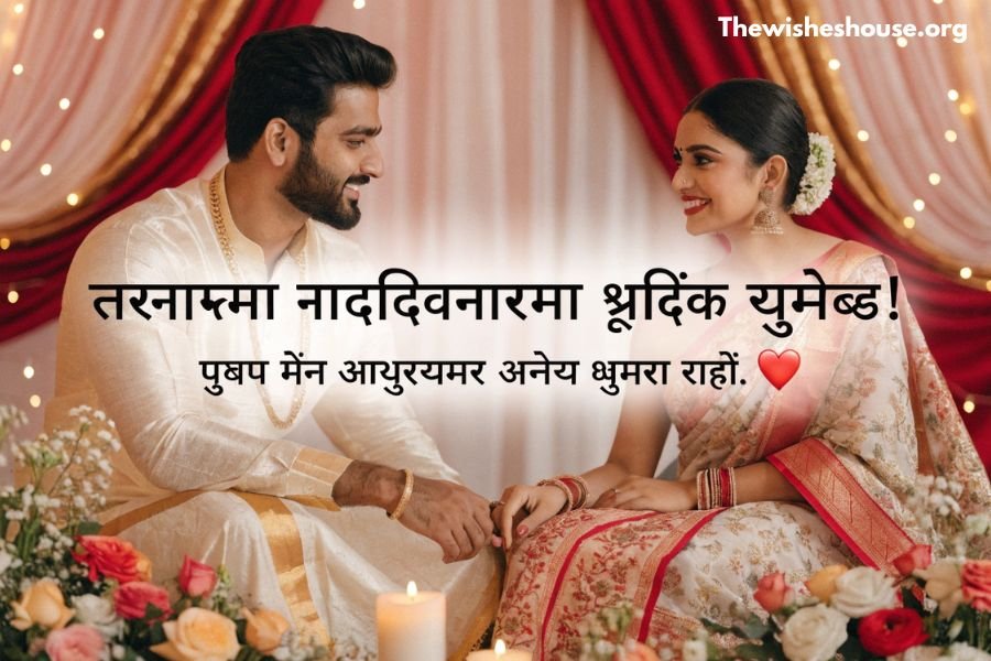 Best Anniversary Wishes in Marathi image with a beautiful Marathi anniversary wish for couples.