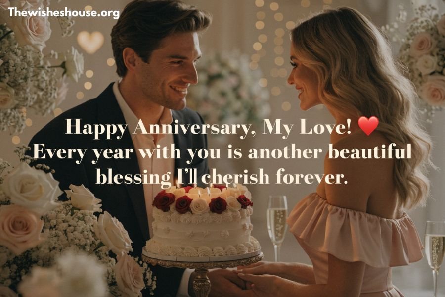 Best Happy Anniversary Wishes for Husband Best Happy Anniversary Wishes for Husband image featuring a romantic couple celebrating their anniversary