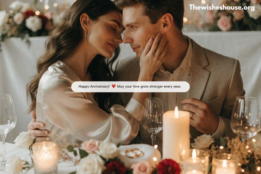 Best Happy Marriage Anniversary Wishes Happy marriage anniversary wish image showing a loving couple celebrating their special day
