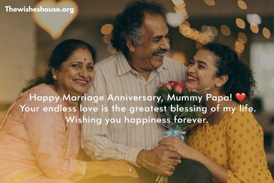 Best Marriage Anniversary Wishes for Mummy Papa from Daughter featuring a heartfelt anniversary wish for loving parents.