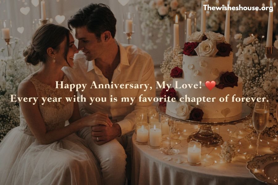 Best Unique Anniversary Wishes for Husband Best Unique Anniversary Wishes for Husband image with a romantic couple celebrating their anniversary