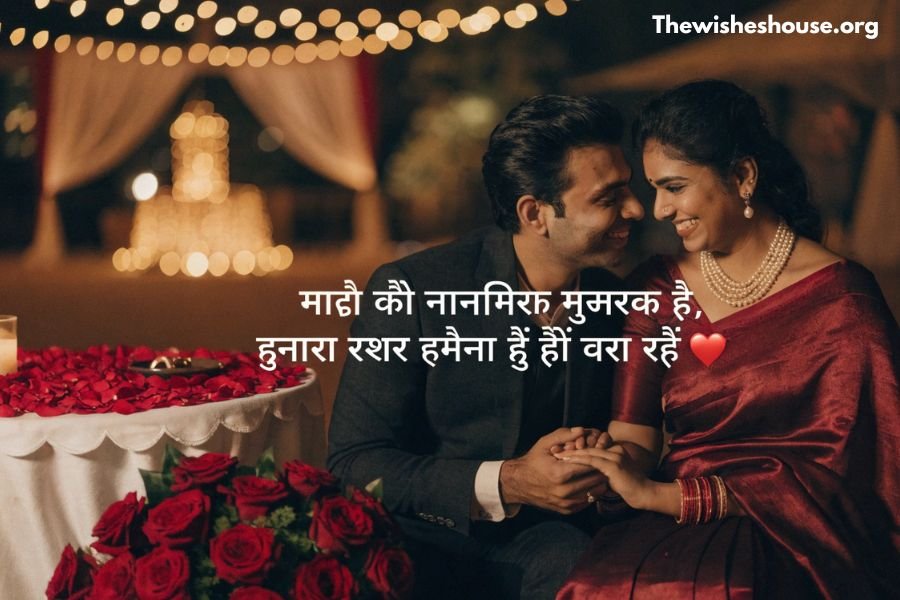 Romantic wedding anniversary wishes in Hindi  for couples celebrating their special day