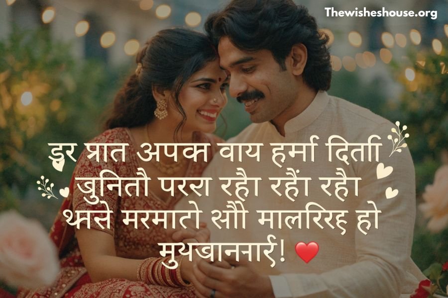 Heart Touching Anniversary Wishes in Hindi image with an emotional Indian couple and a heartfelt Hindi anniversary wish