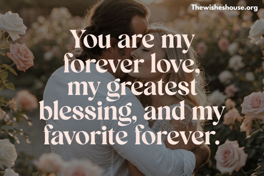 Love heart touching anniversary wishes for wife image featuring a romantic married couple with a heartfelt love quote.