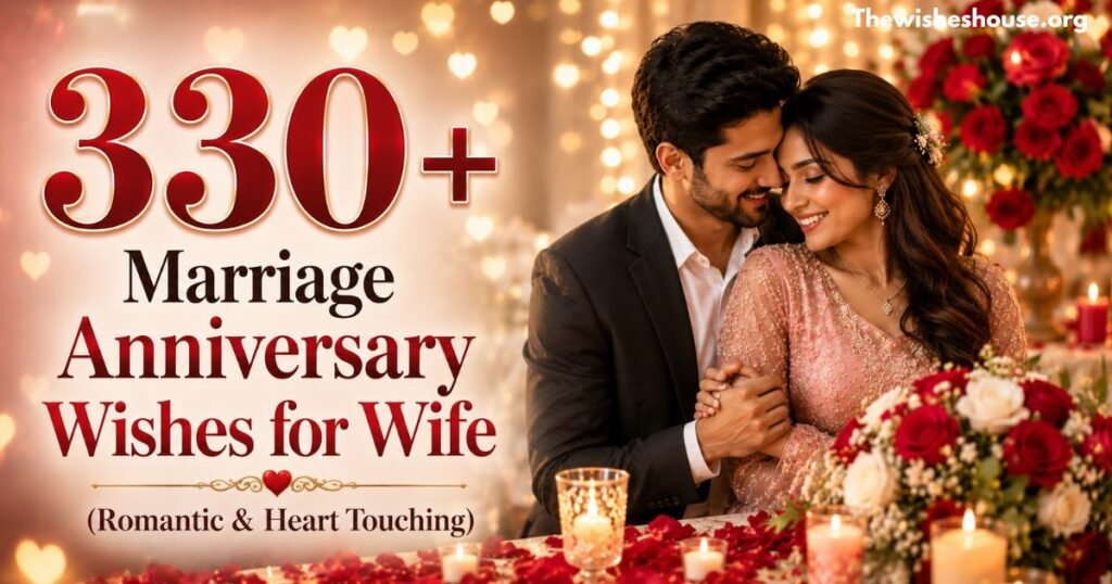 330+ marriage anniversary wishes for wife with romantic and heart touching anniversary messages.