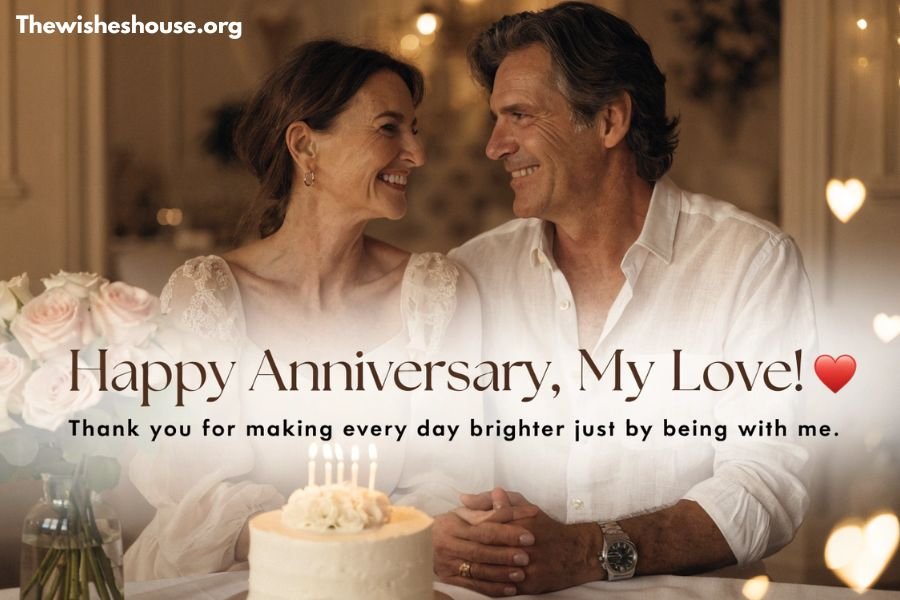 Simple Heart Touching Anniversary Wishes for Husband Simple Heart Touching Anniversary Wishes for Husband image featuring a loving couple celebrating their anniversary