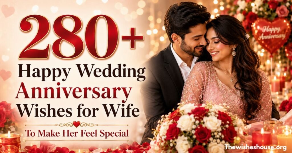 280+ happy wedding anniversary wishes for wife to make her feel special with a romantic anniversary couple.